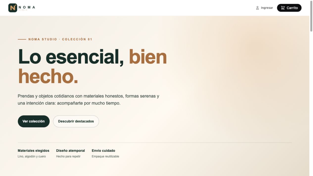 Portada personalizada del catálogo NOMA Studio